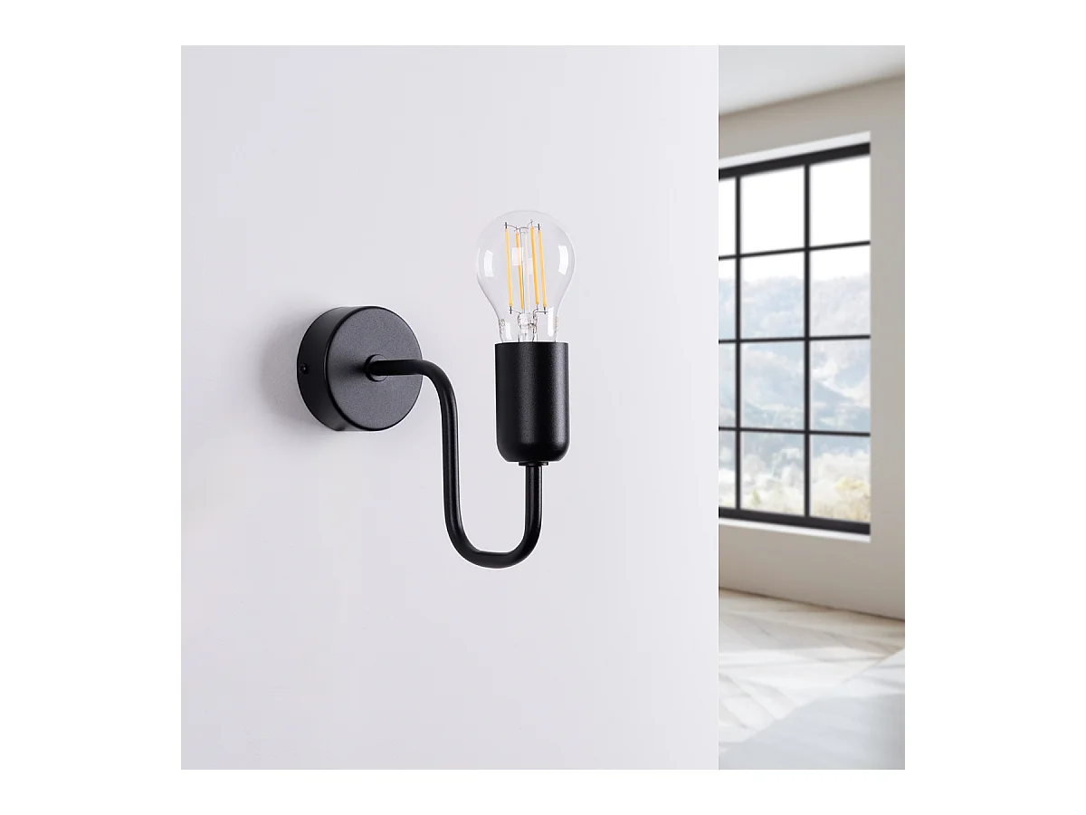 Candeeiros de parede Infinix industrial, aço - 1 fontes de luz 4000K - L.8.5 x H.20 cm - preto