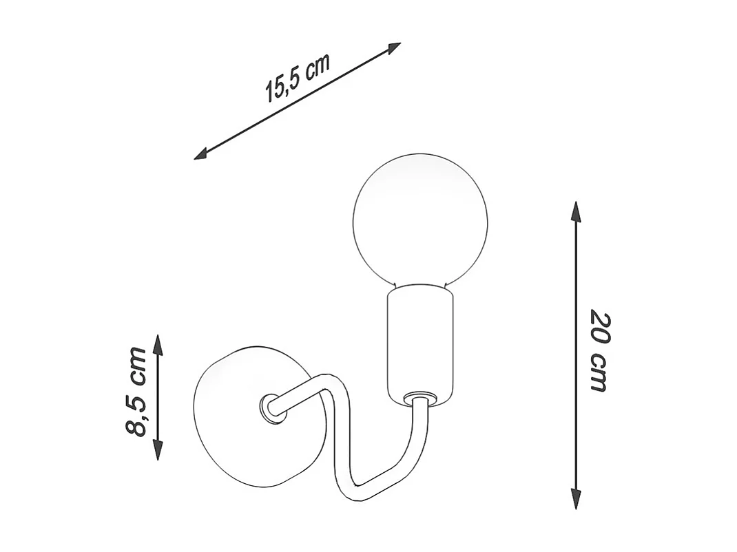 Appliques Infinix industriel en acier - 1 sources lumineuses 4000K - L.8,5 x H.20 cm - noir