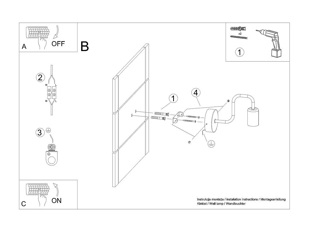 Appliques Infinix industriel en acier - 1 sources lumineuses 4000K - L.8,5 x H.20 cm - noir