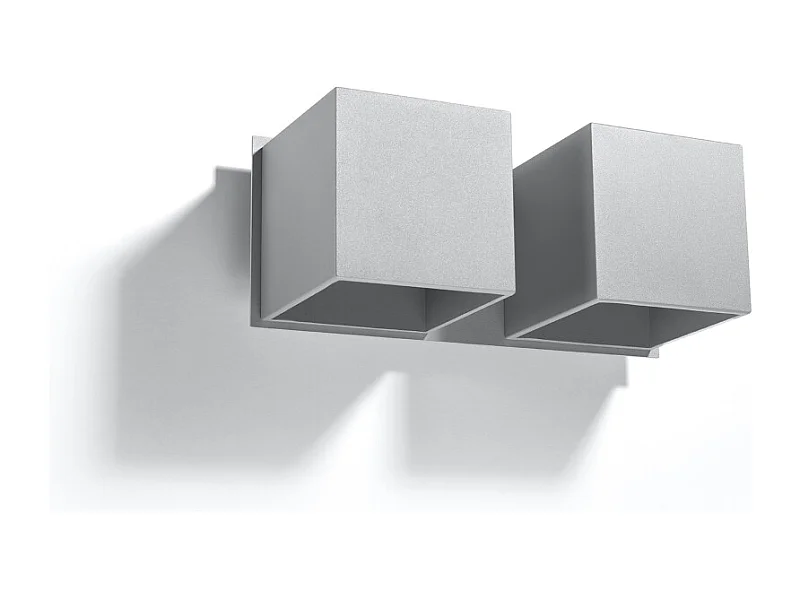 Appliques Quadx moderne en aluminium - 2 sources lumineuses 4000K - L.26 x H.11 cm - gris
