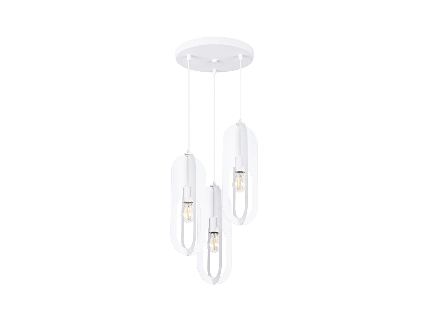 Lampade a sospensione Synexus moderno di acciaio - 3 sorgenti luminose 3000K - L.43 x A.130 cm - bianco