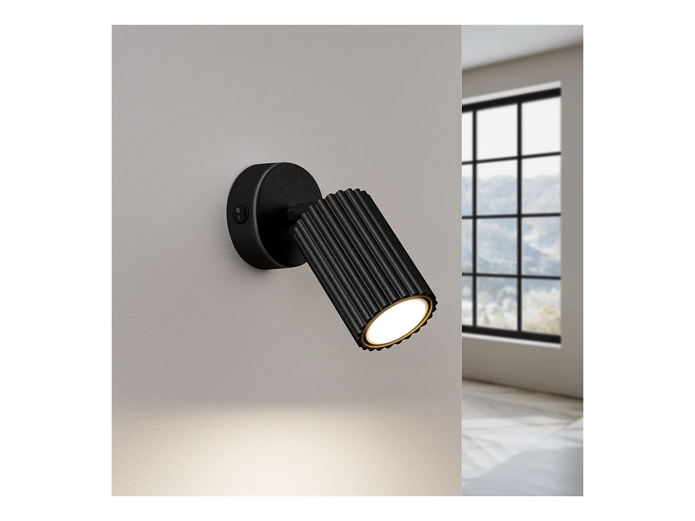 Wandleuchte Gloow minimalistisch aus  Aluminium - 1 lichtquellen 4000K - L.8 x H. cm - Schwarz