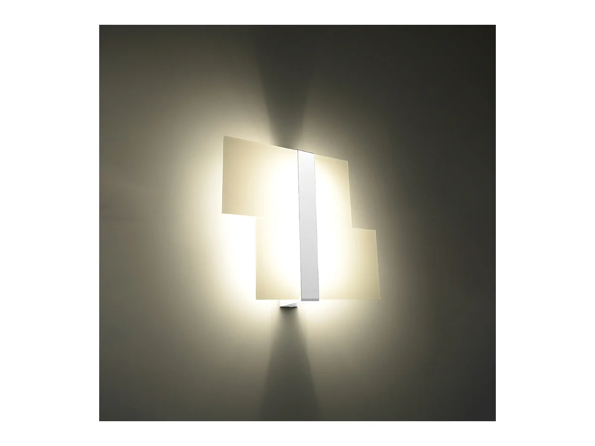 Lampade da parete Verre moderno di acciaio/vetro - 2 sorgenti luminose 4000K - L.39 x A.28 cm - bianco