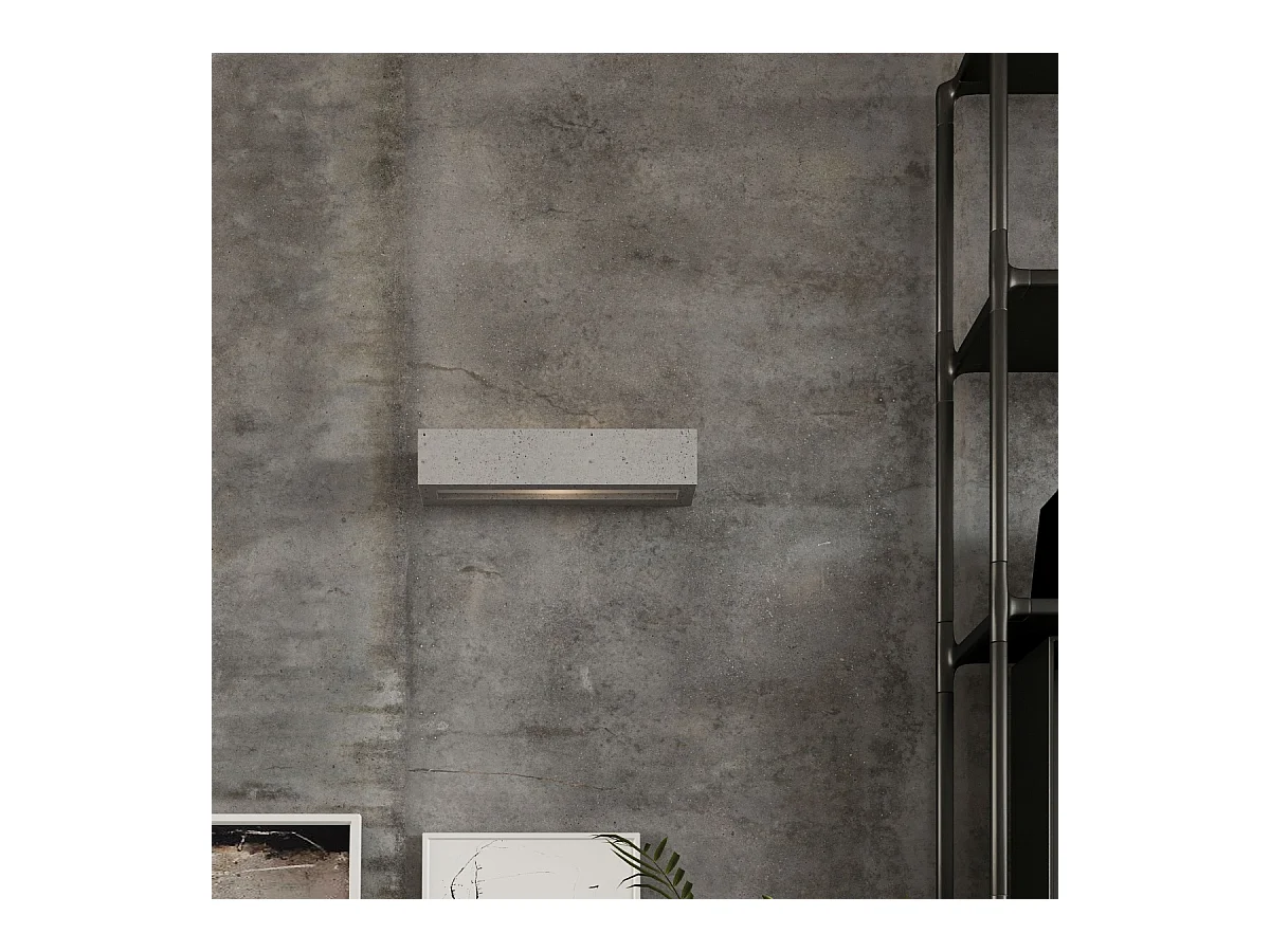 Wandlampen Solara modern aus  Beton/Glas - 2 lichtquellen 4000K - L.50 x H. cm - grau