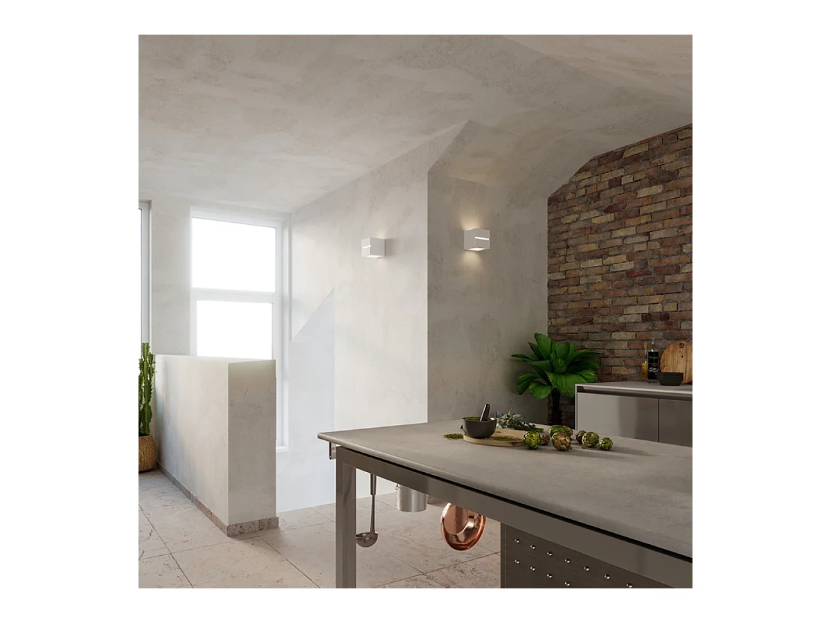 Wandlampen Astra line modern aus  Keramik - 1 lichtquellen 4000K - L.14 x H. cm - Weiß