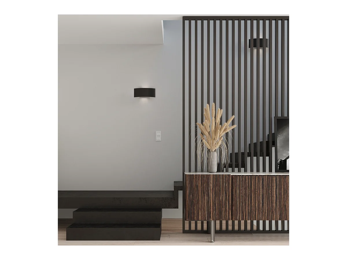 Lampade da parete Terrium moderno di acciaio - 2 sorgenti luminose 4000K - L.34 x A.14 cm - nero