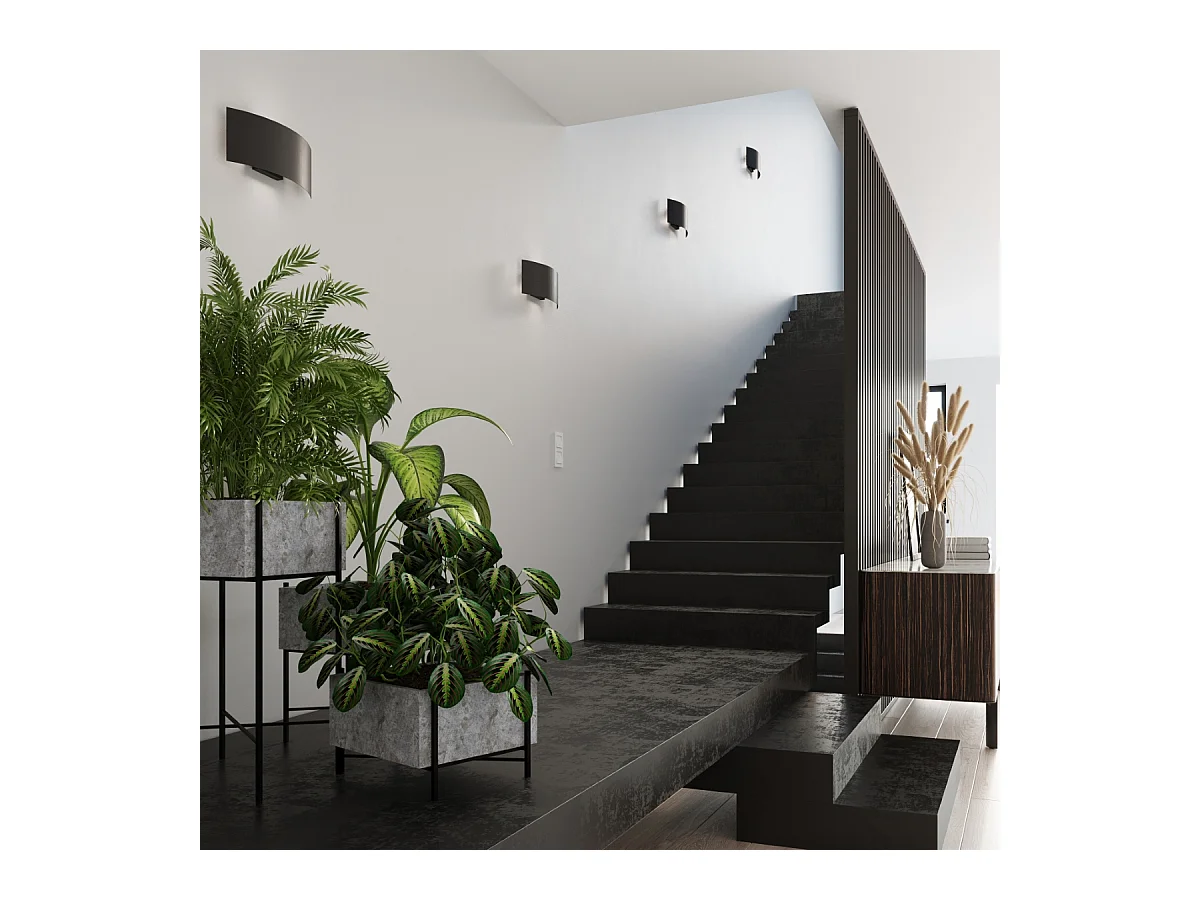 Lampade da parete Terrium moderno di acciaio - 2 sorgenti luminose 4000K - L.34 x A.14 cm - nero