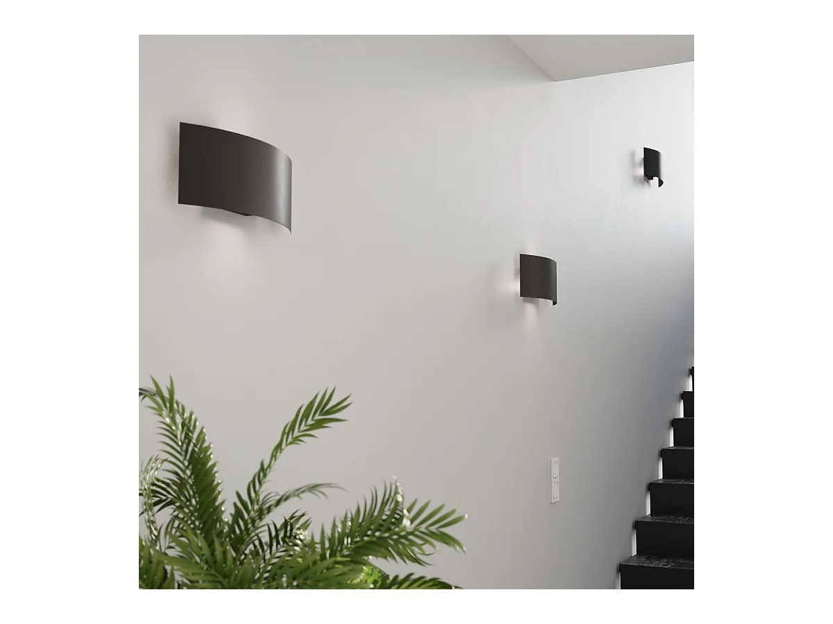 Lampade da parete Terrium moderno di acciaio - 2 sorgenti luminose 4000K - L.34 x A.14 cm - nero