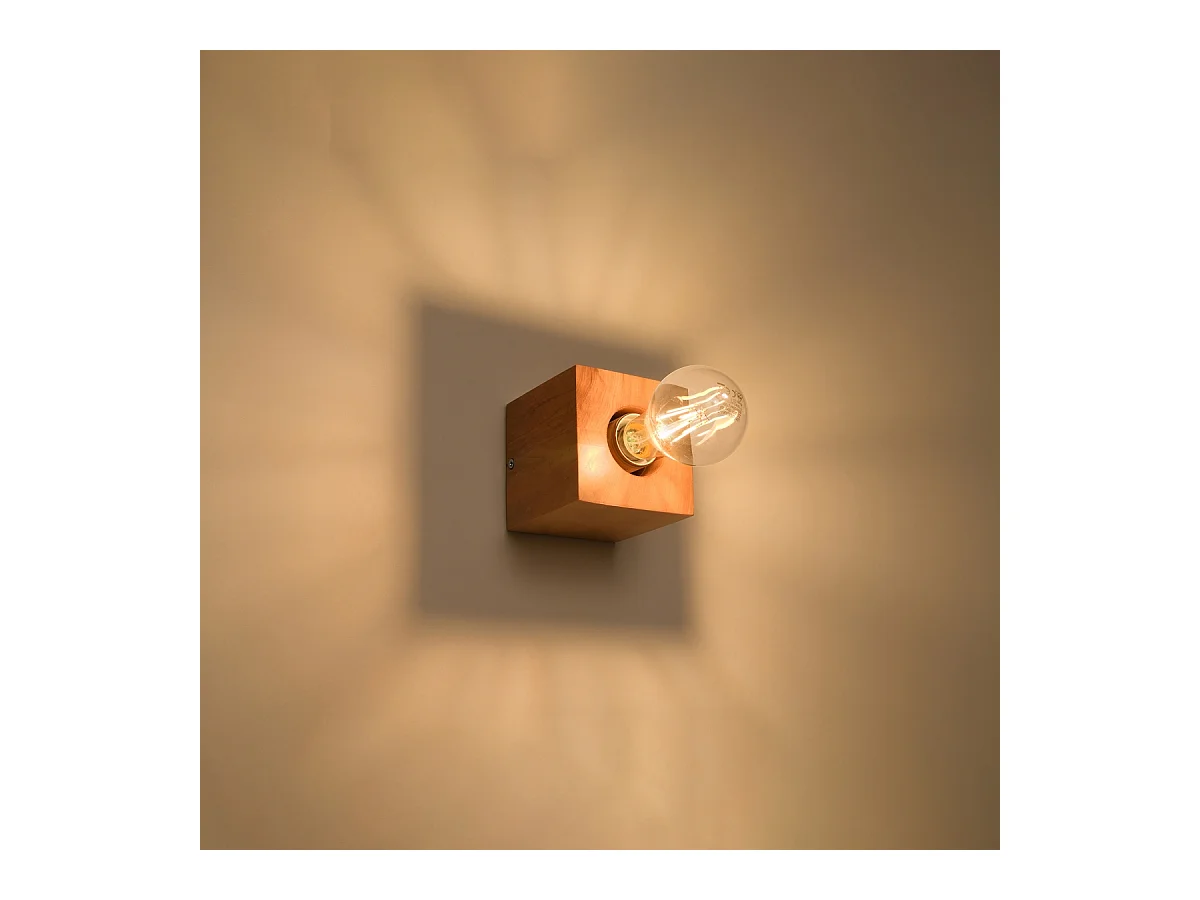 Candeeiros de parede Zxina escandinavo, madeira - 1 fontes de luz 4000K - L.10 x H.10 cm - madeira natural