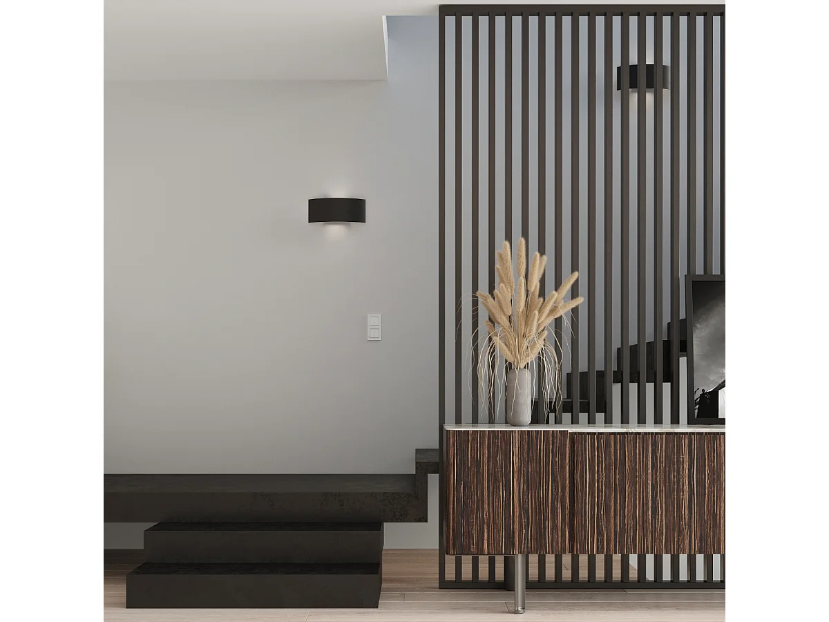 Appliques Terrium moderne en acier - 2 sources lumineuses 3000K - L.34 x H.14 cm - noir