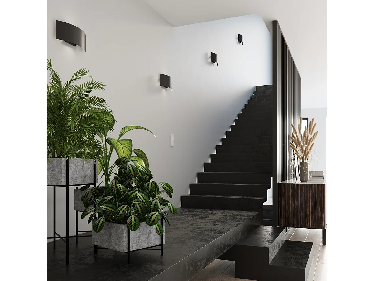 Appliques Terrium moderne en acier - 2 sources lumineuses 3000K - L.34 x H.14 cm - noir