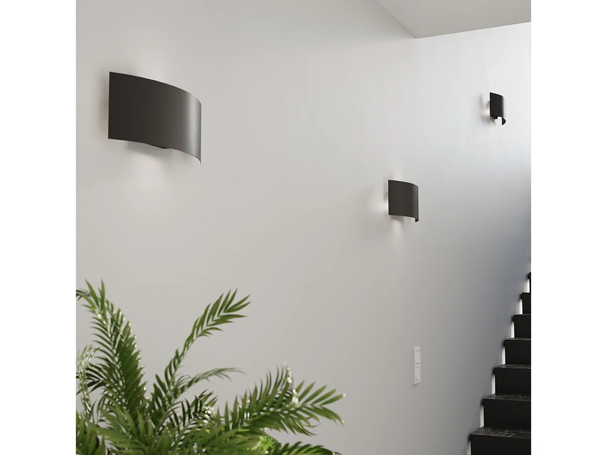 Appliques Terrium moderne en acier - 2 sources lumineuses 3000K - L.34 x H.14 cm - noir