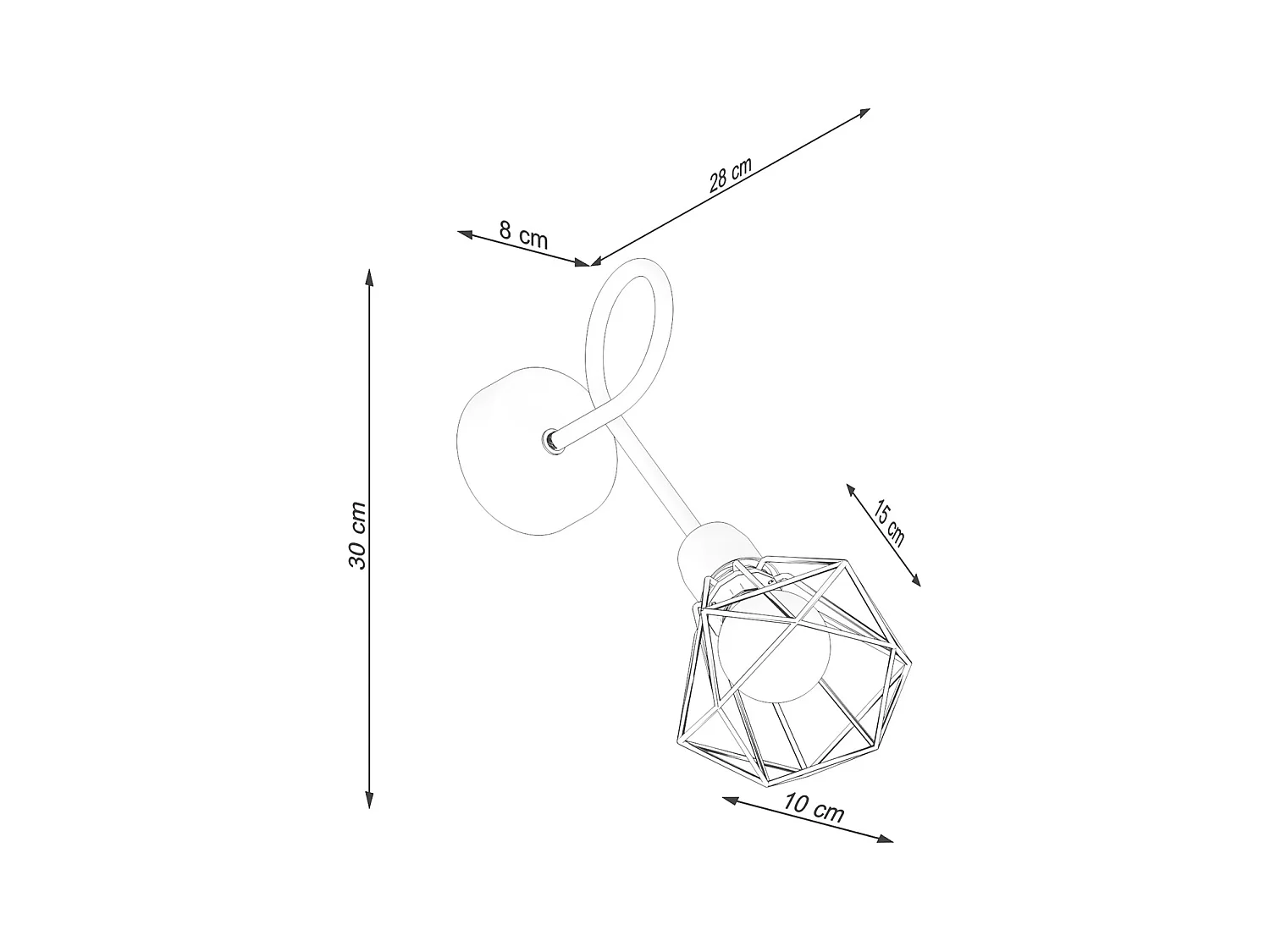 Lampade da parete Lunova moderno di acciaio - 1 sorgenti luminose 4000K - L.15 x A.30 cm - nero