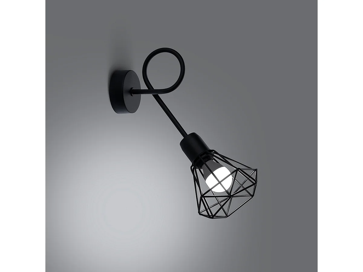 Appliques Lunova moderne en acier - 1 sources lumineuses 4000K - L.15 x H.30 cm - noir