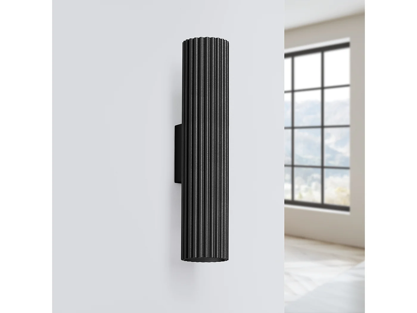 Wandleuchte Gloow minimalistisch aus  Aluminium - 2 lichtquellen 4000K - L.6,5 x H. cm - Schwarz