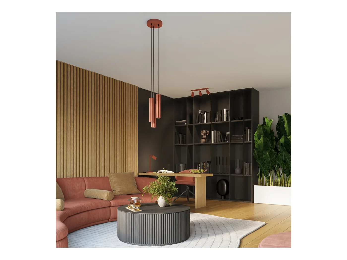 Lampa ścienna minimalistyczny Gloow, aluminium - 2 źródło światła 3000K - L.6.5 x H.20 cm - ochra czerwona