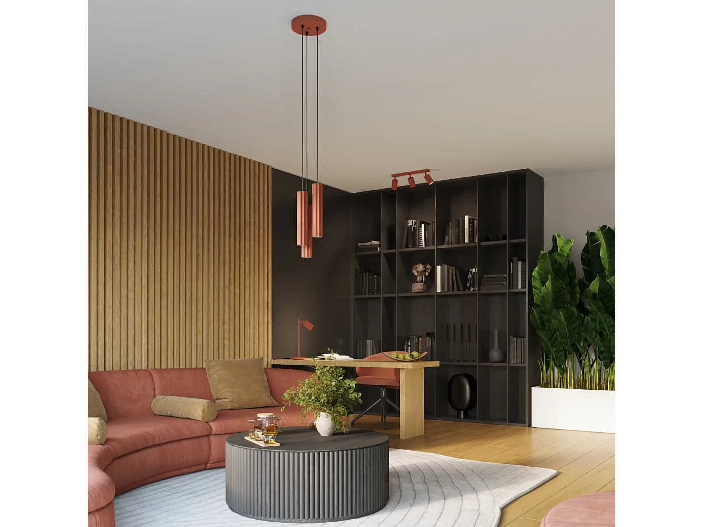 Applique Gloow minimaliste en aluminium - 2 sources lumineuses 3000K - L.6,5 x H.20 cm - ocre rouge