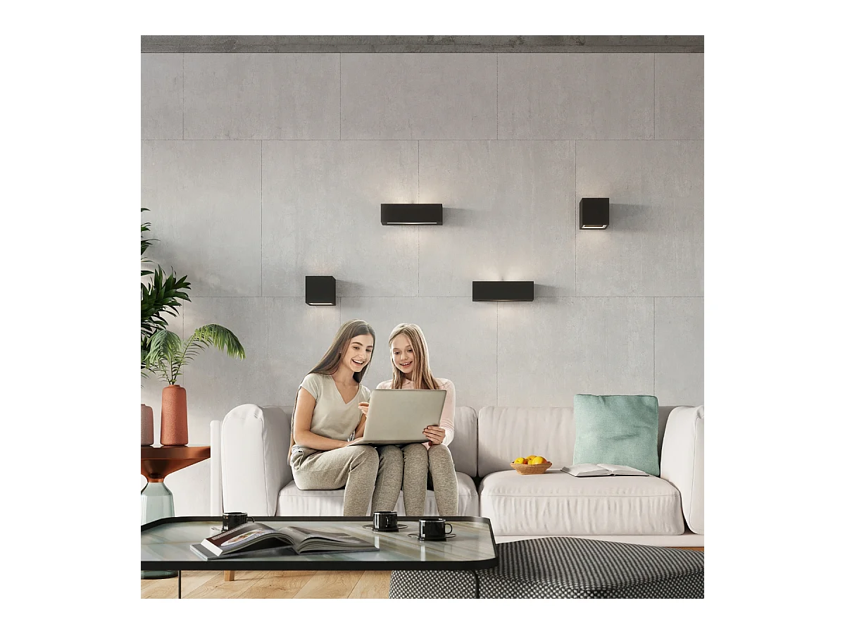 Wandlampen Astra modern van  - 1 lichtbronnen 3000K - L.14 x H.14 cm - zwart