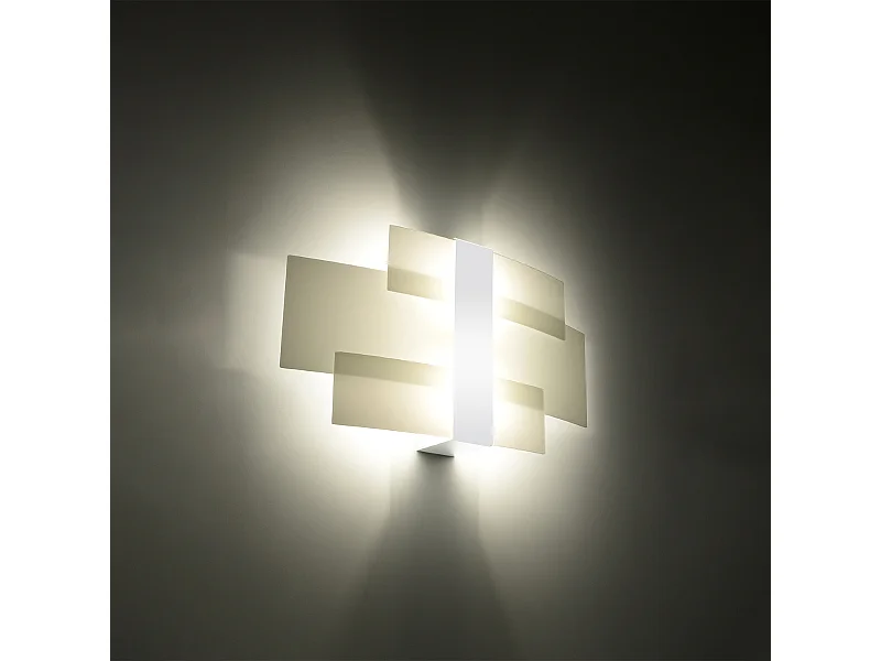 Lampade da parete Zelora moderno di acciaio/vetro - 2 sorgenti luminose 3000K - L.42 x A.23 cm - bianco