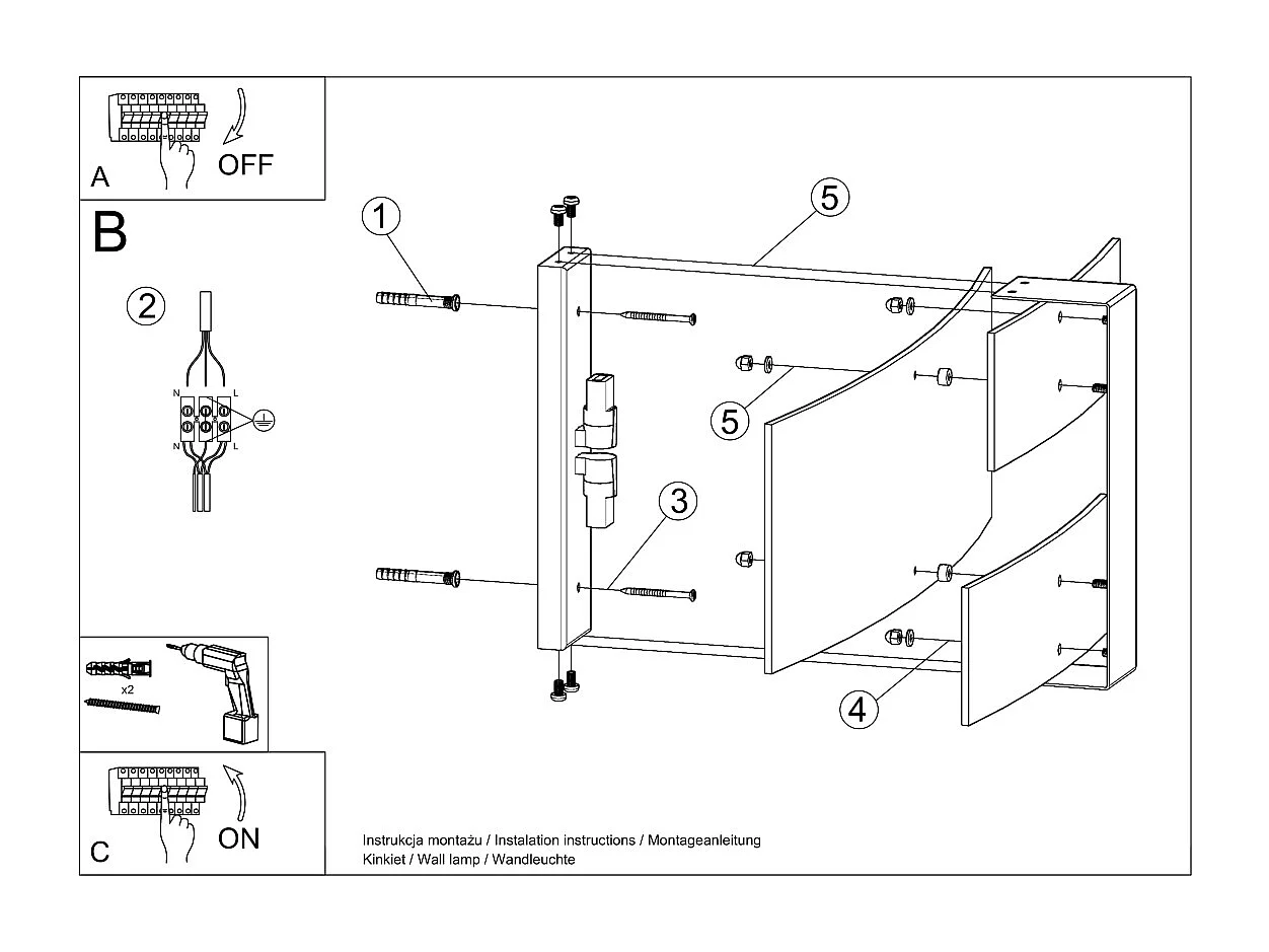 Appliques Zelora moderne en acier/verre - 2 sources lumineuses 3000K - L.42 x H.23 cm - blanc