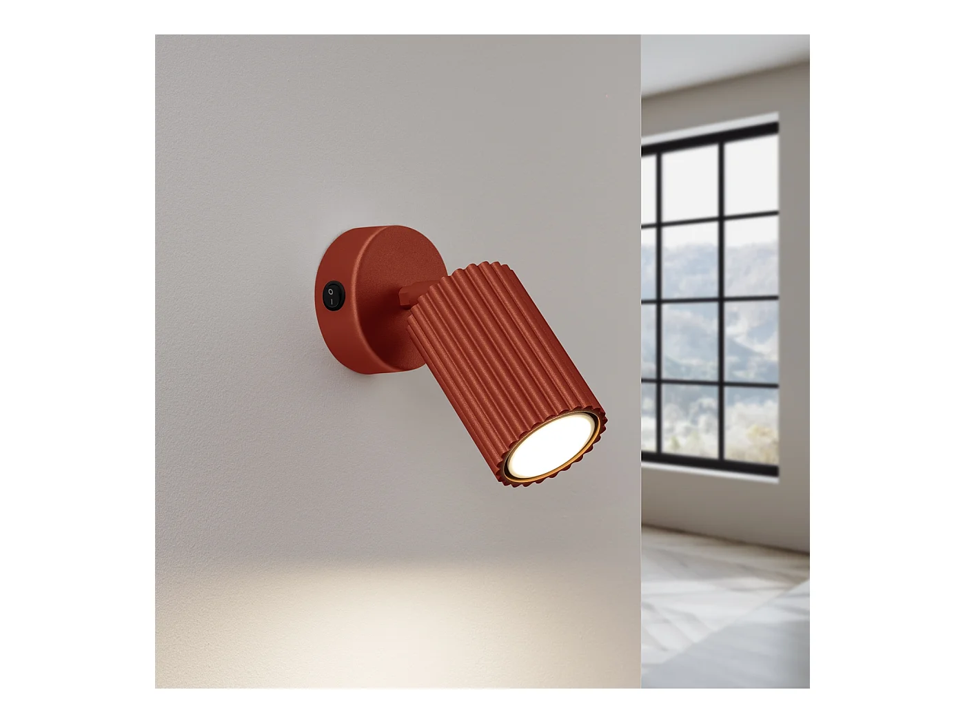 Wandlamp Gloow minimalistisch van  - 1 lichtbronnen 3000K - L.8 x H.16 cm - rode oker