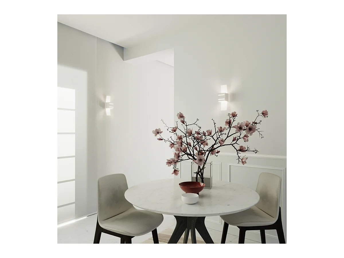 Lampade da parete Solenix moderno di alluminio/vetro - 1 sorgenti luminose 4000K - L.10 x A.30 cm - bianco