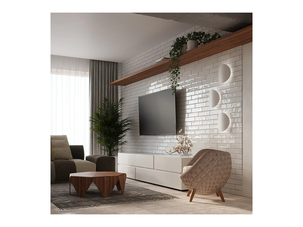 Lampade da parete Perceptix moderno di acciaio - 2 sorgenti luminose 4000K - L.25 x A.29 cm - bianco