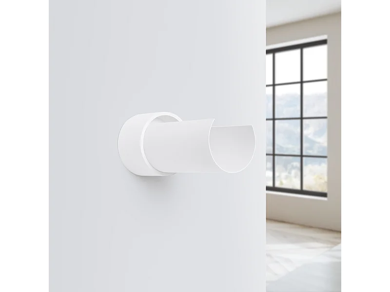Lámpara de pared Torow minimalista de acero - 1 fuentes luminosas 4000K - L.10 x A.21 cm - blanco