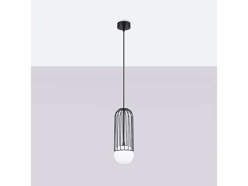 Hanglampen Zynex modern van  - 1 lichtbronnen 4000K - L.12 x H.115 cm - zwart