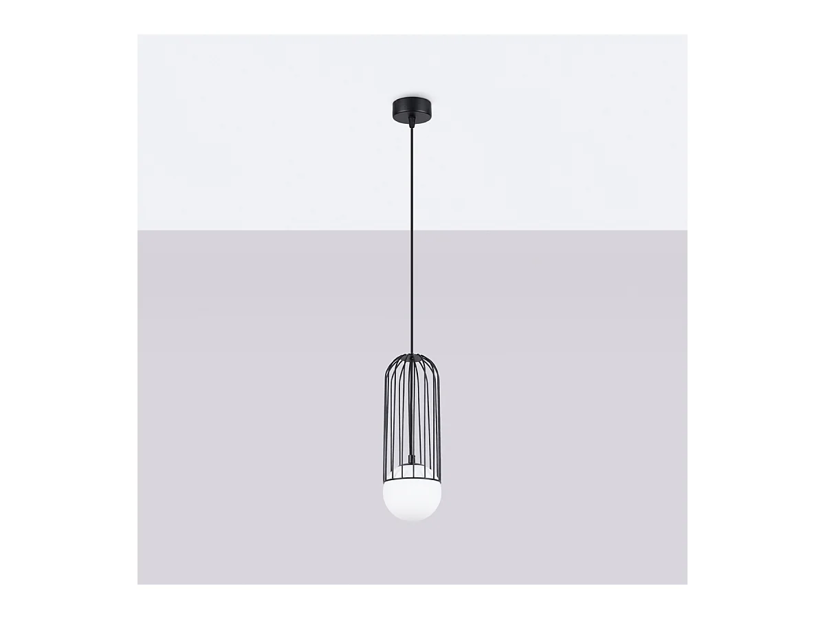 Hanglampen Zynex modern van  - 1 lichtbronnen 4000K - L.12 x H.115 cm - zwart