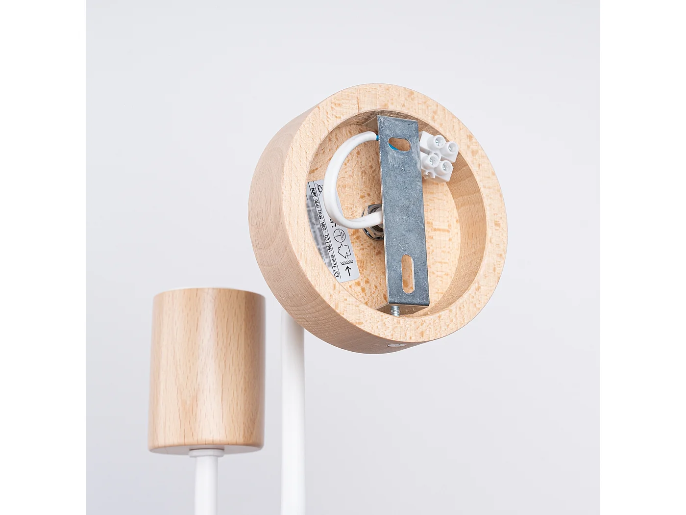 Applique Zimbo grenier en acier/bois - 1 sources lumineuses 4000K - L.8 x H.18,5 cm - blanc/bois naturel