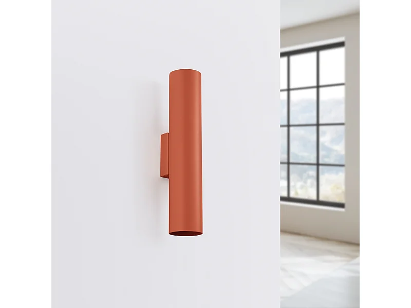 Wandlamp Toris zolder van  - 2 lichtbronnen 4000K - L.6 x H.30 cm - rode oker