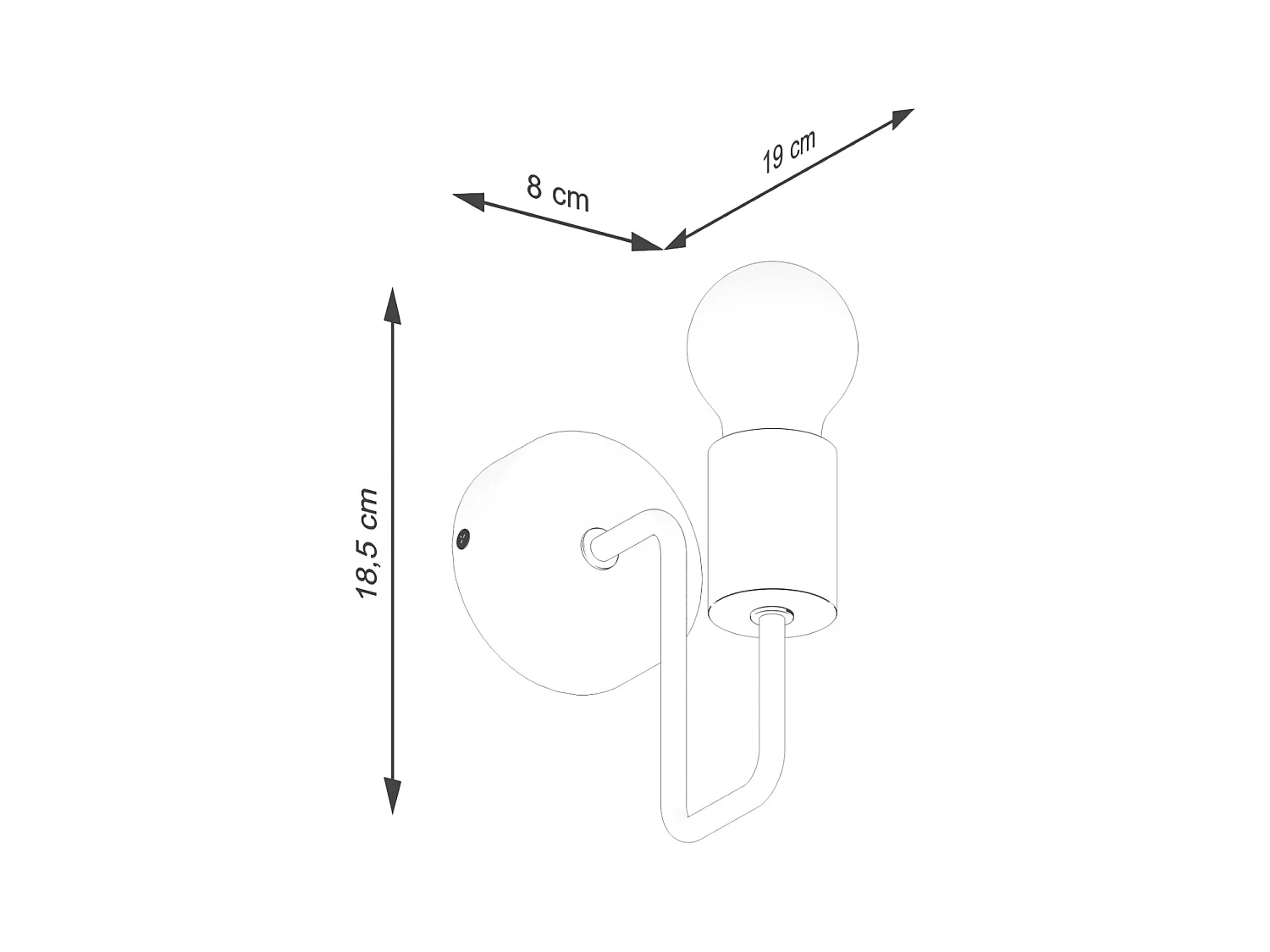 Luminária de parede Zimbo sótão, aço/madeira - 1 fontes de luz 4000K - L.8 x H.18.5 cm - madeira preta/natural