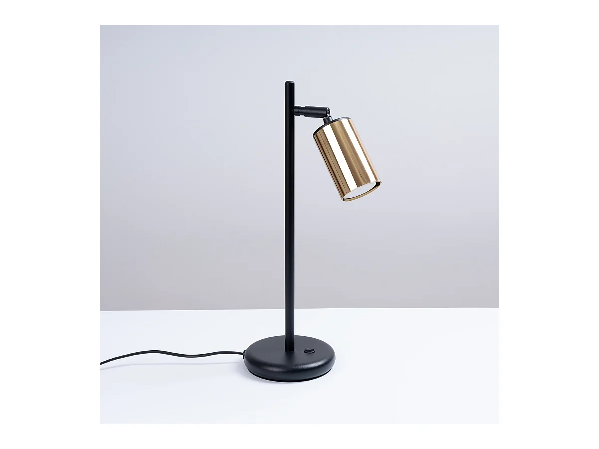 Lampy biurkowe nowoczesny Glois, stal - 1 źródło światła 4000K - L.13 x H.44 cm - czarny/złoty