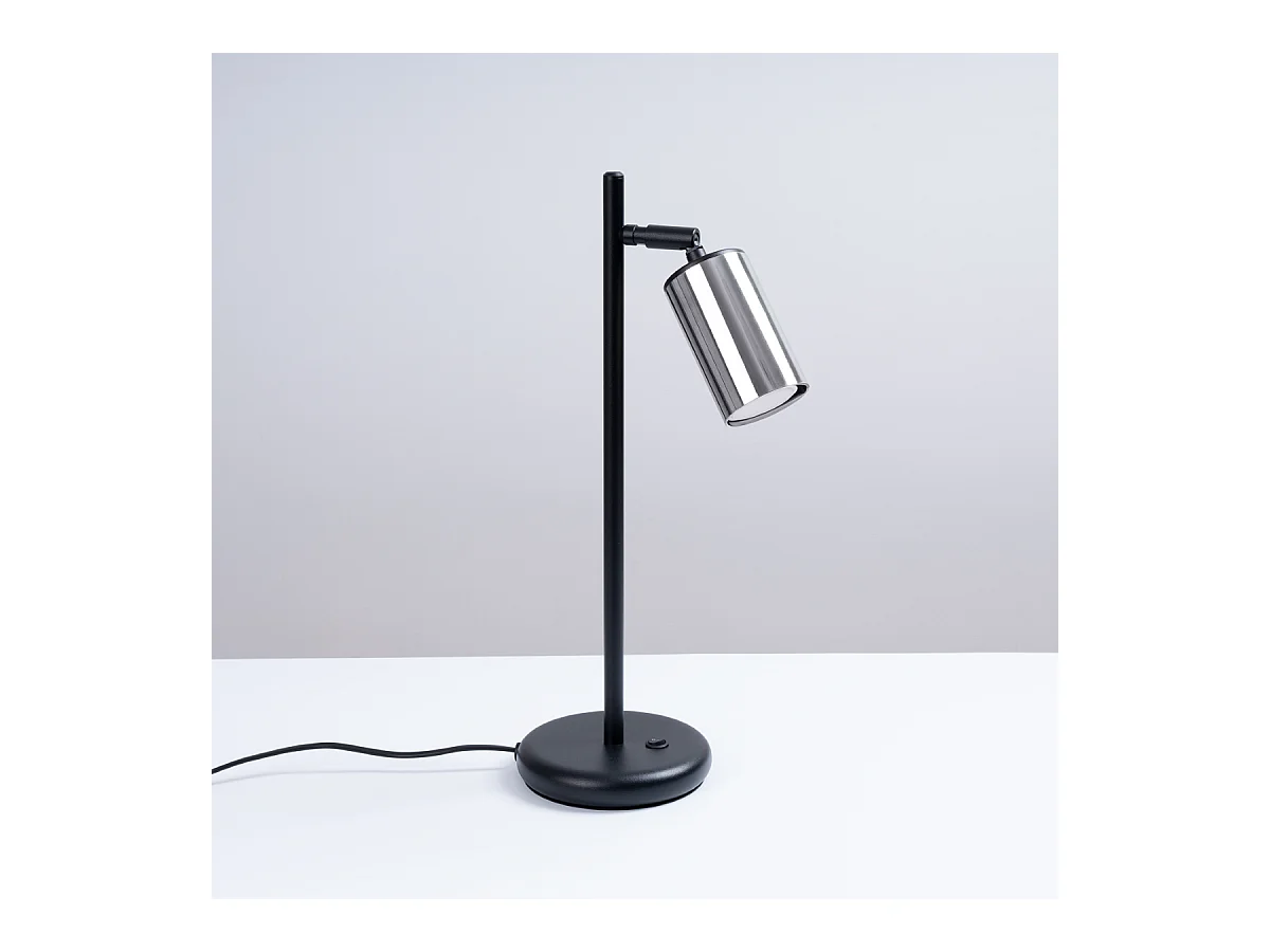 Lampy biurkowe nowoczesny Glois, stal - 1 źródło światła 4000K - L.13 x H.44 cm - czarny/chrom