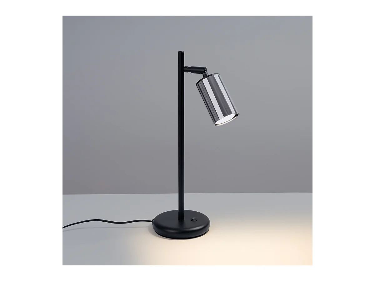 Lampy biurkowe nowoczesny Glois, stal - 1 źródło światła 4000K - L.13 x H.44 cm - czarny/chrom