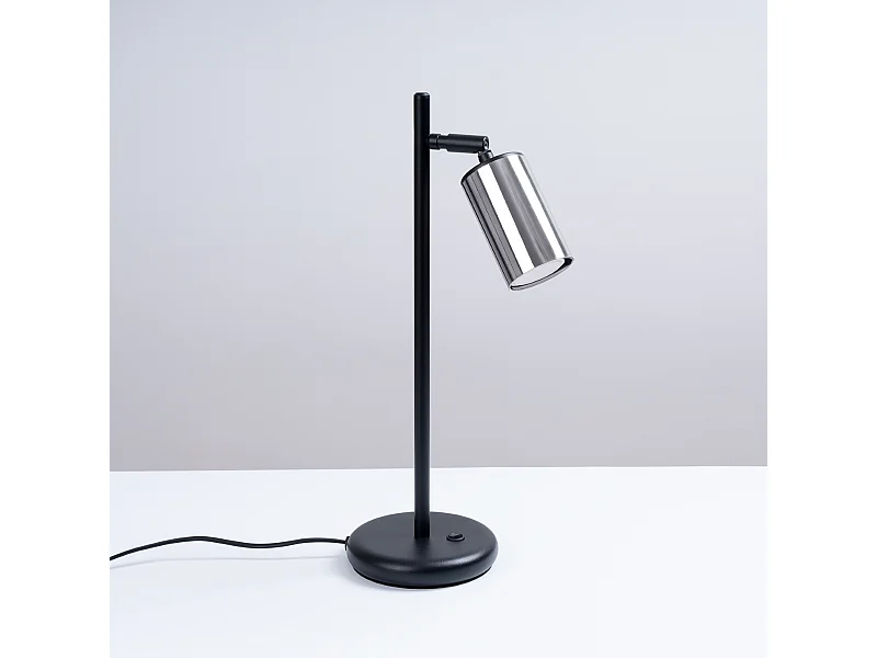 Lampes de bureau Glois moderne en acier - 1 sources lumineuses 4000K - L.13 x H.44 cm - noir/chromé