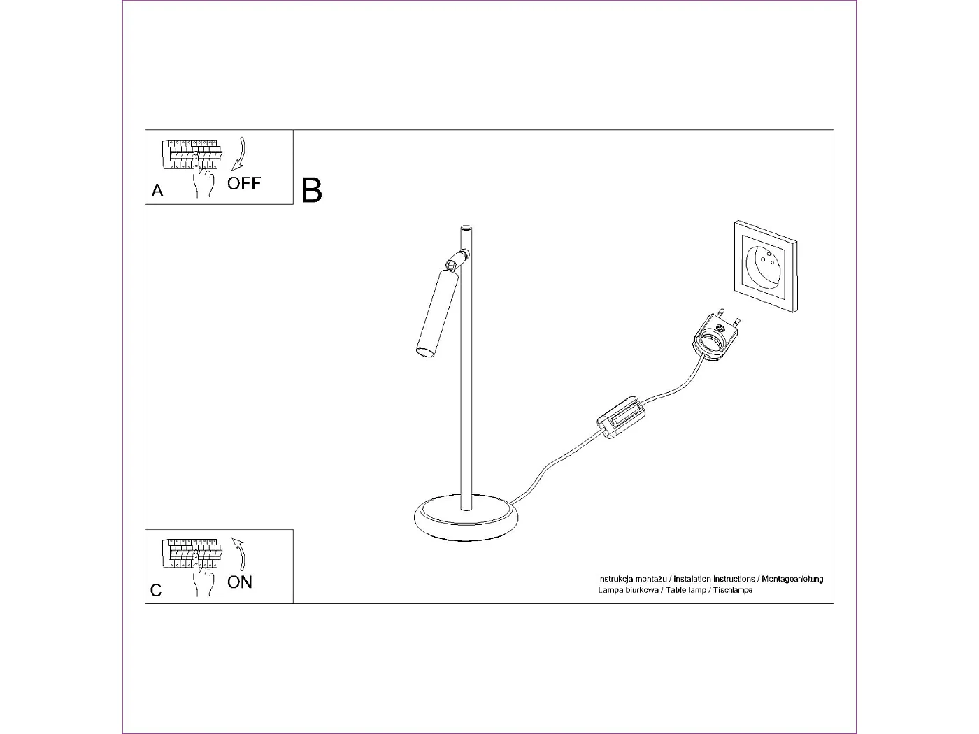 Lampe de bureau Brill moderne en acier - 1 sources lumineuses 4000K - L.14 x H.43 cm - noir