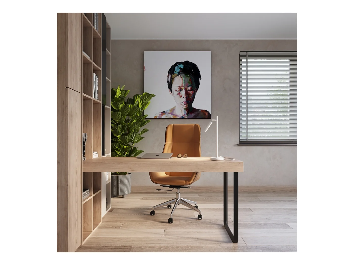 Lampa biurkowa nowoczesny Brill, stal - 1 źródło światła 4000K - L.14 x H.43 cm - biały