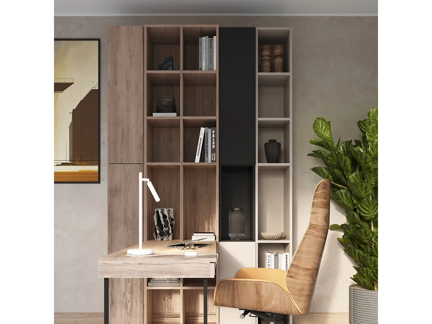 Lampe de bureau Brill moderne en acier - 1 sources lumineuses 4000K - L.14 x H.43 cm - blanc