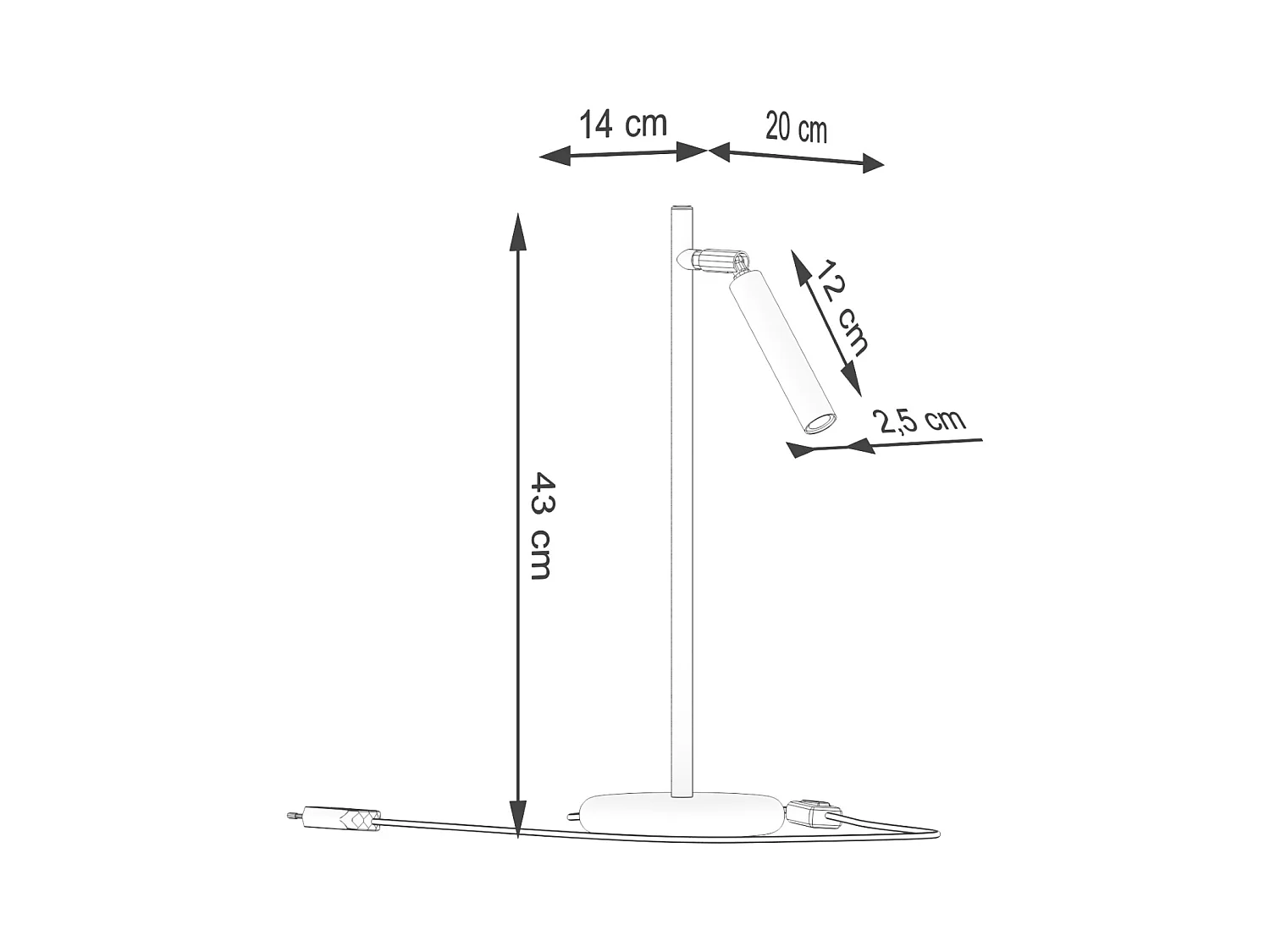 Lampa biurkowa nowoczesny Brill, stal - 1 źródło światła 3000K - L.14 x H.43 cm - czarny