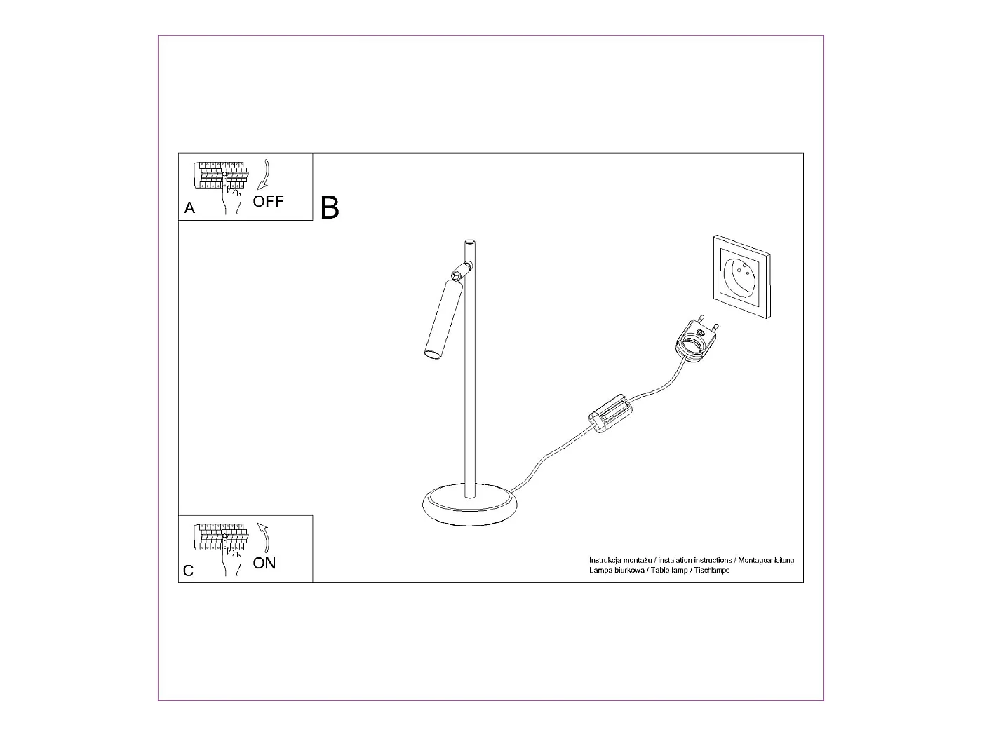 Lampa biurkowa nowoczesny Brill, stal - 1 źródło światła 3000K - L.14 x H.43 cm - czarny