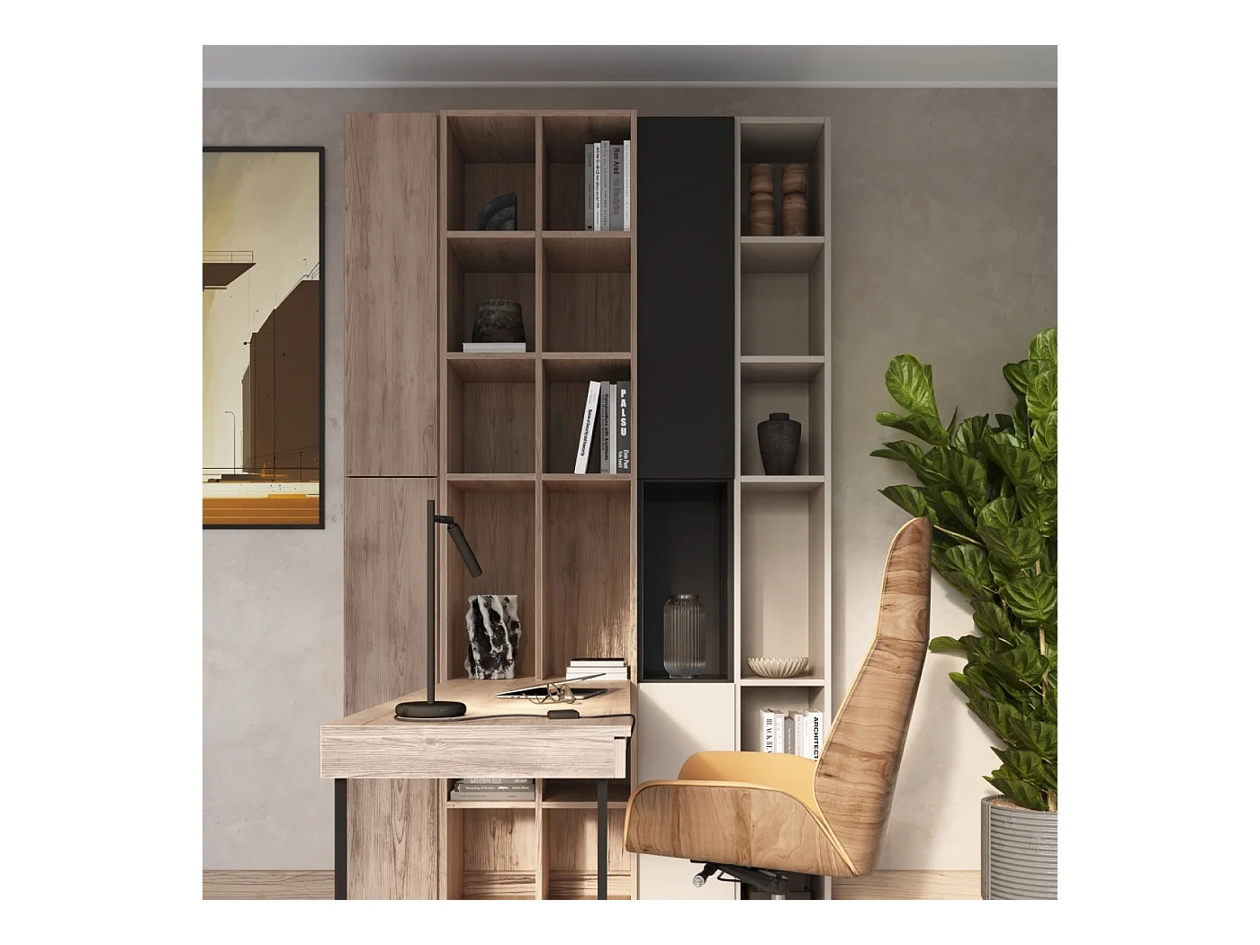 Lampa biurkowa nowoczesny Brill, stal - 1 źródło światła 3000K - L.14 x H.43 cm - czarny