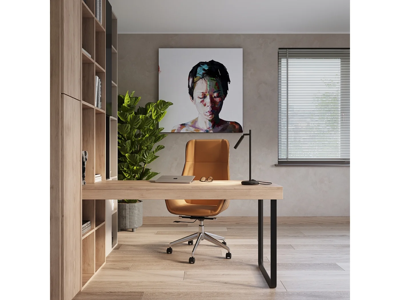 Lampe de bureau Brill moderne en acier - 1 sources lumineuses 3000K - L.14 x H.43 cm - noir