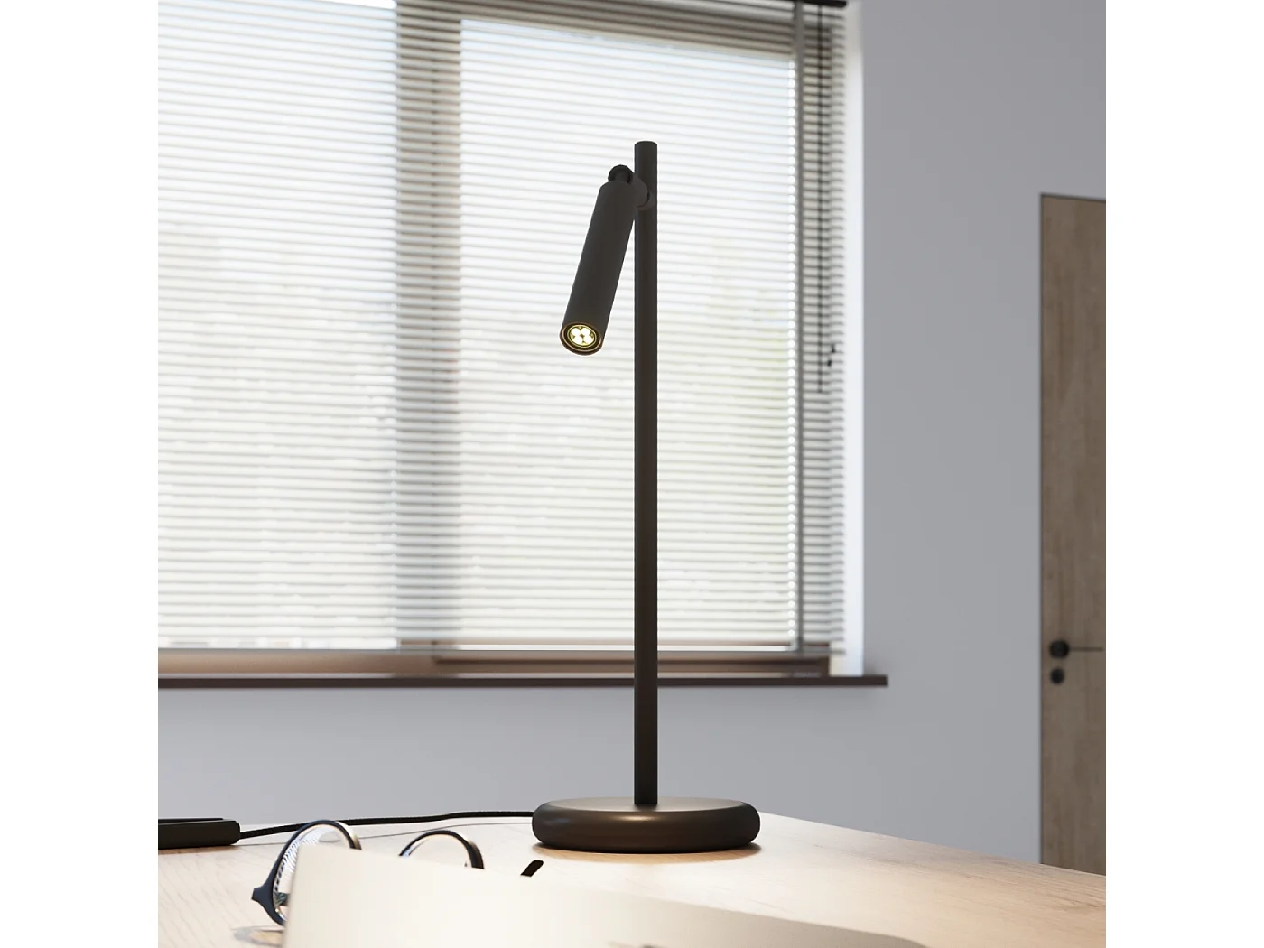 Lampe de bureau Brill moderne en acier - 1 sources lumineuses 3000K - L.14 x H.43 cm - noir