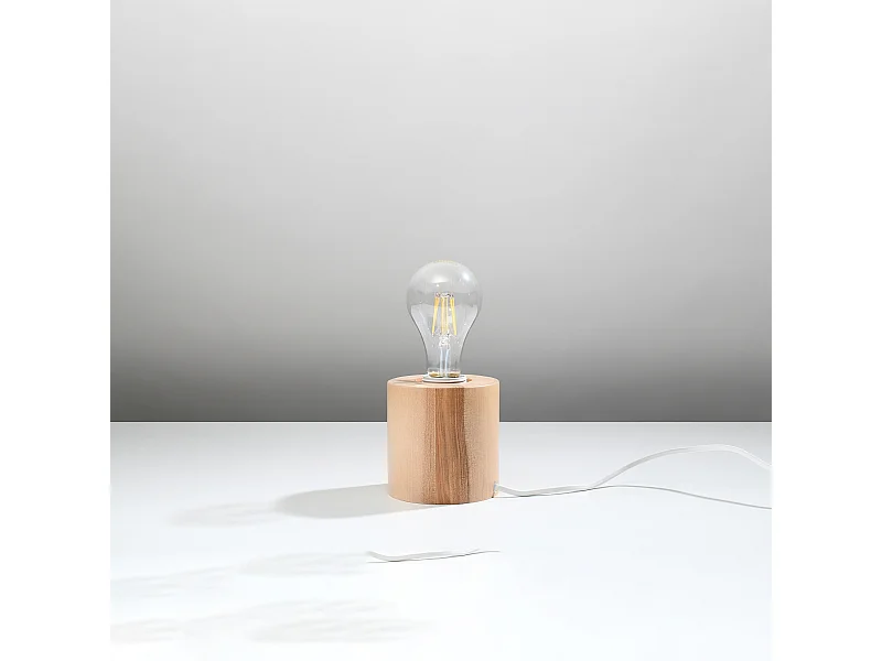 Lampy biurkowe skandynawski Nalvado, drewno - 1 źródło światła 4000K - L.10 x H.10 cm - naturalne drewno