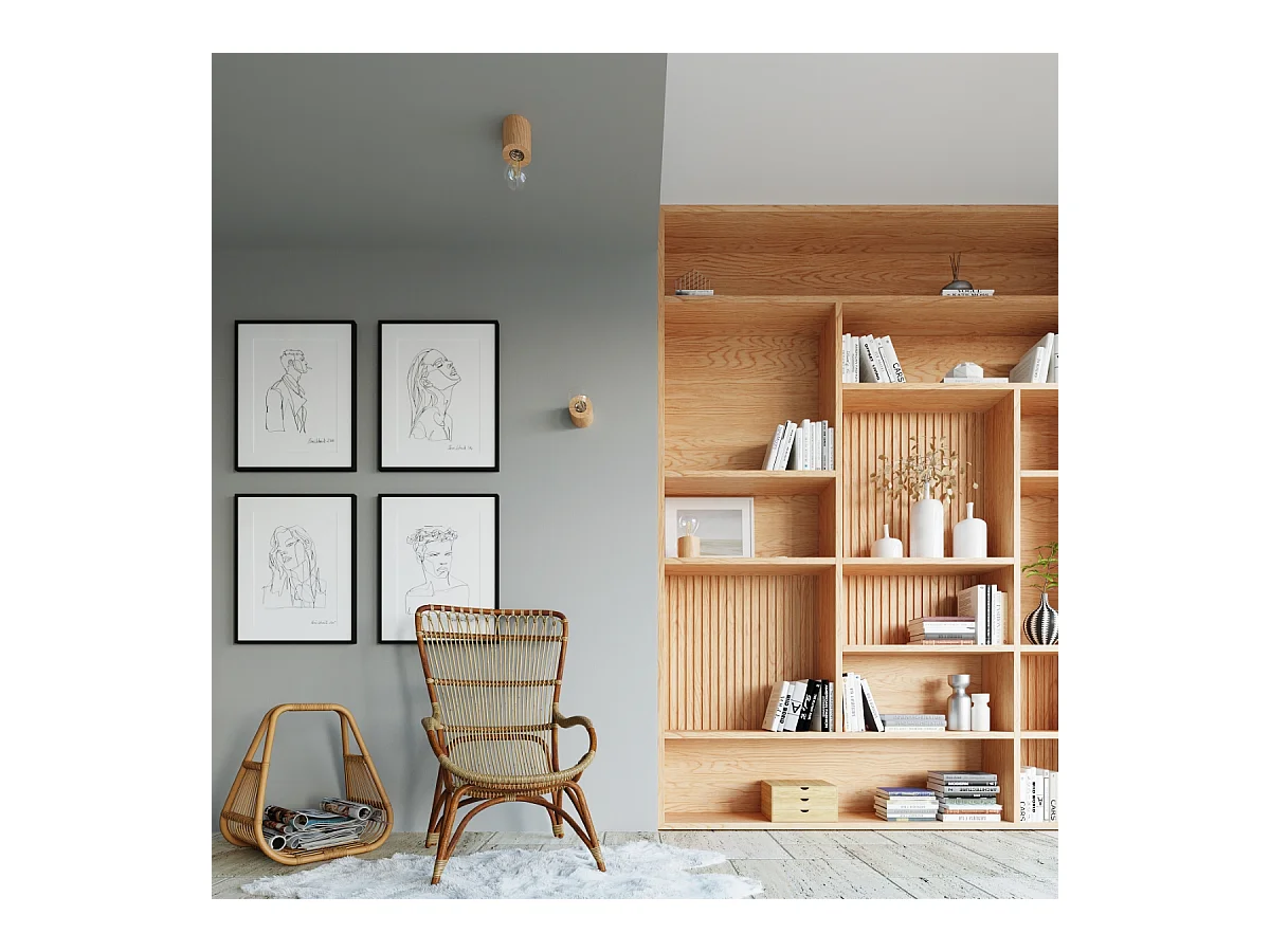 Lampy biurkowe skandynawski Nalvado, drewno - 1 źródło światła 4000K - L.10 x H.10 cm - naturalne drewno