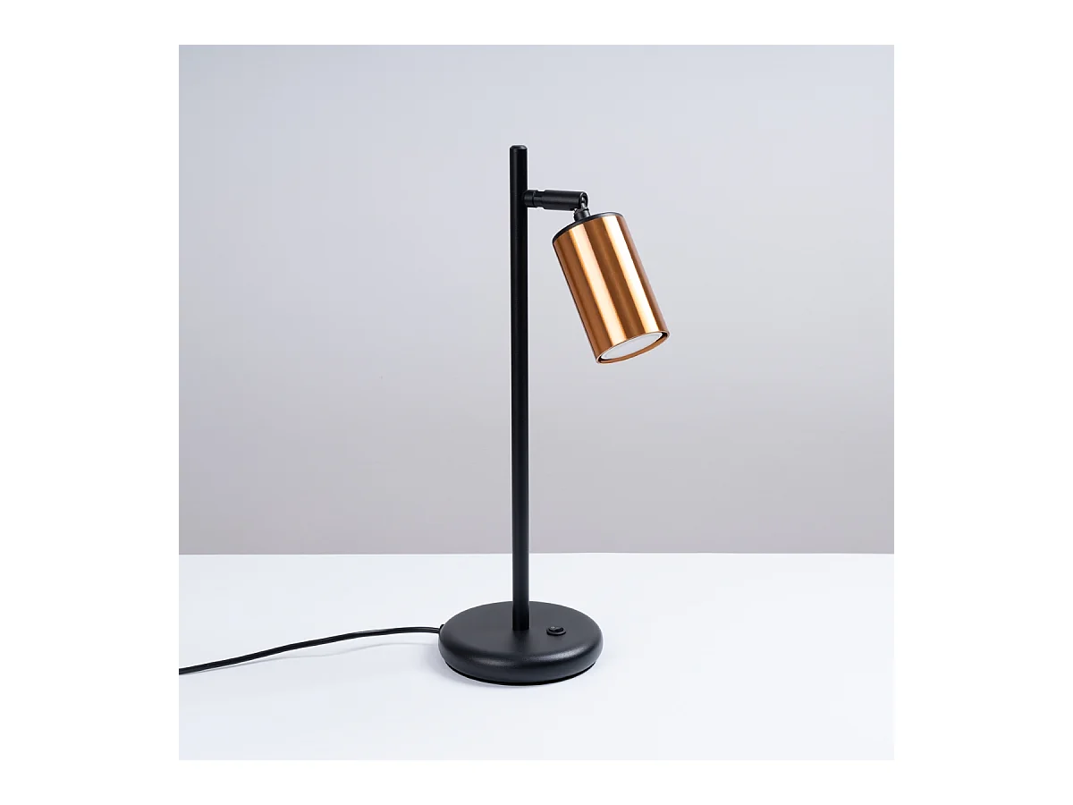 Lampy biurkowe nowoczesny Glois, stal - 1 źródło światła 4000K - L.13 x H.44 cm - czarny/miedź