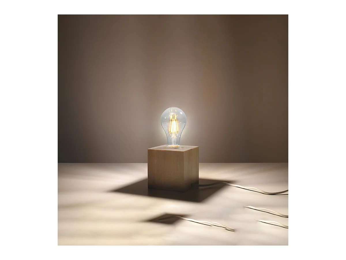 Lampy biurkowe skandynawski Zxina, drewno - 1 źródło światła 4000K - L.10 x H.10 cm - naturalne drewno