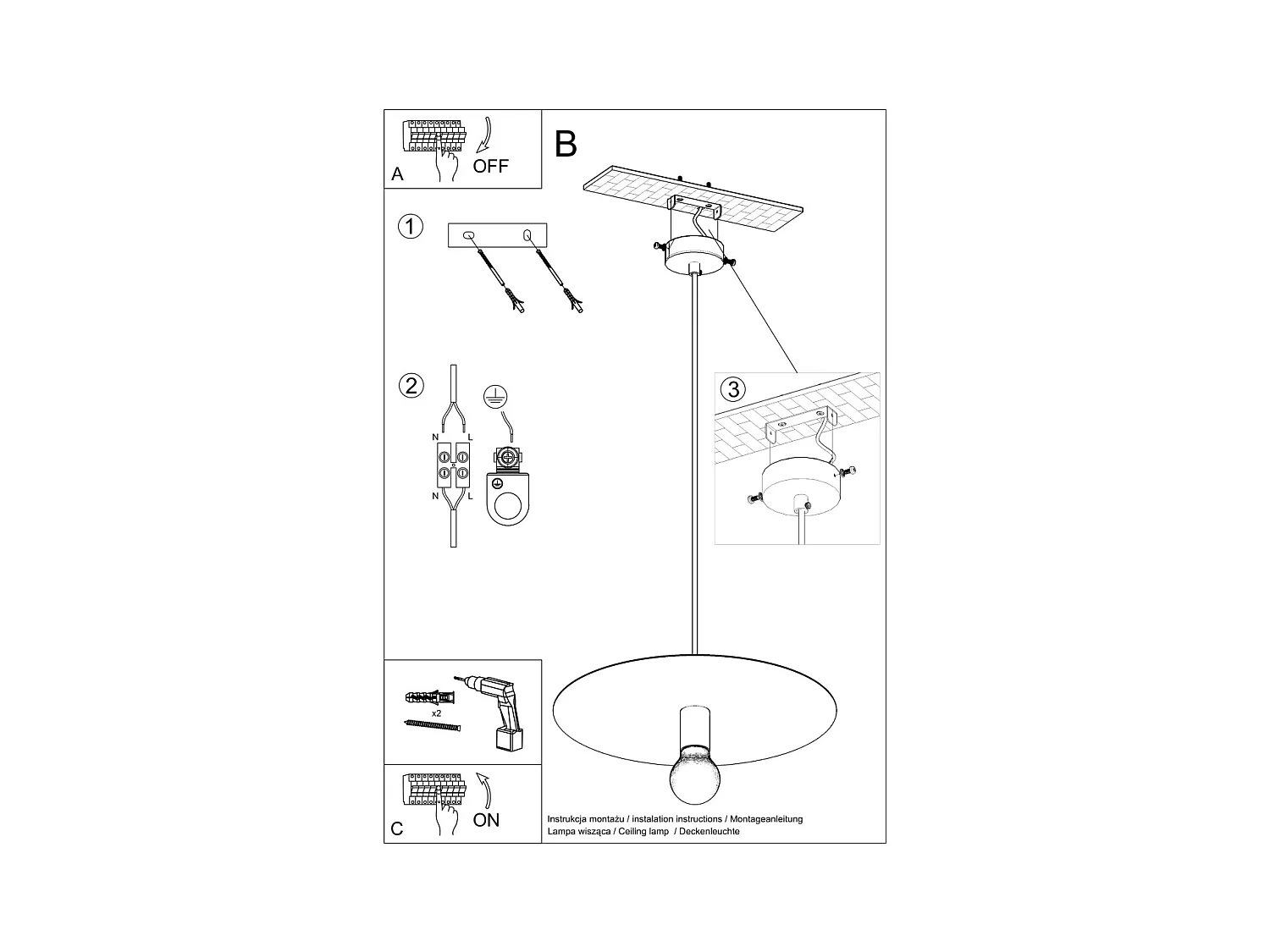 Lampes suspendues Flavieta moderne en acier - 1 sources lumineuses 3000K - L.40 x H.105 cm - blanc